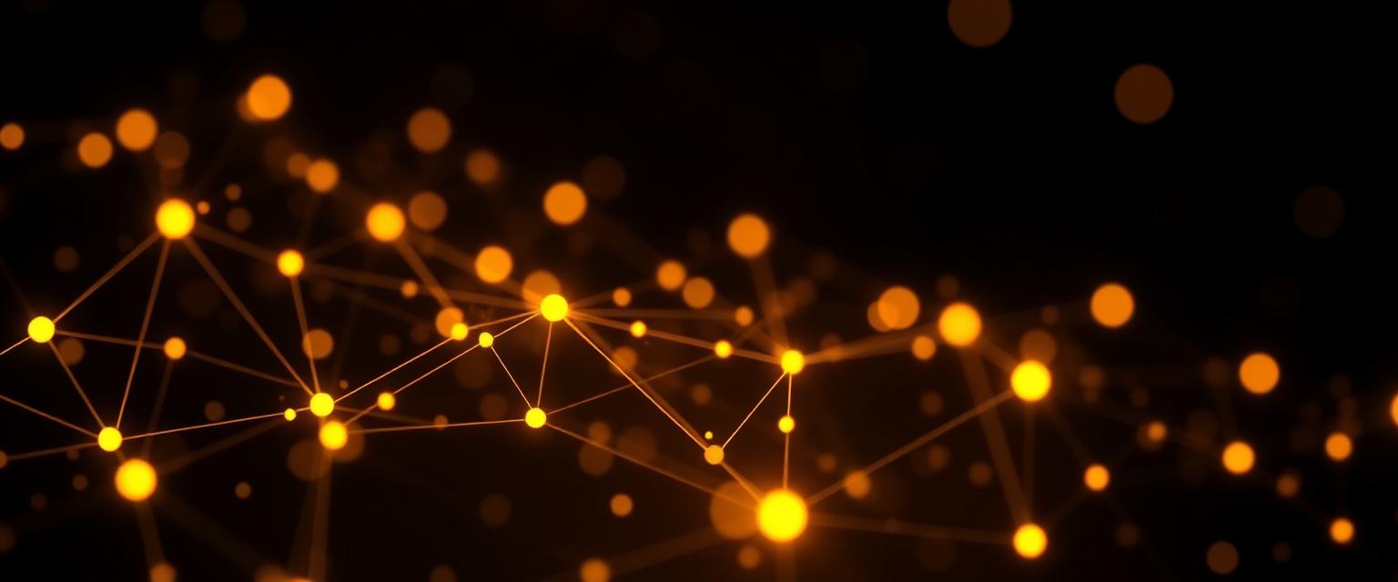 A network of glowing gold nodes representing the AES scoring engine